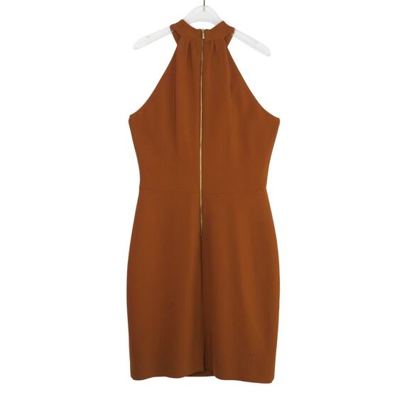 Zara Woman Orange Brown Halter Keyhole Sheath Dress Midi Sleeveless Dress Large - Picture 4 of 8